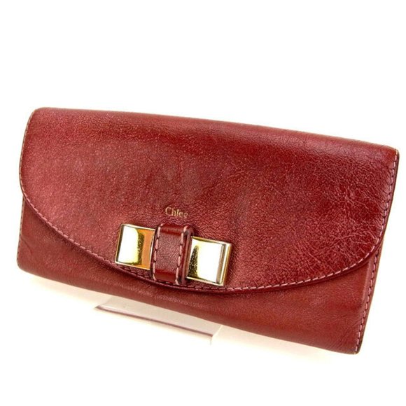 Chloe Wallet Purse Long Wallet Pink Gold Woman Authentic Used Y677